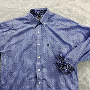 Panhandle Tuf Cooper Performance LS Shirt Men's Small Blue Paisley Flip Cuff